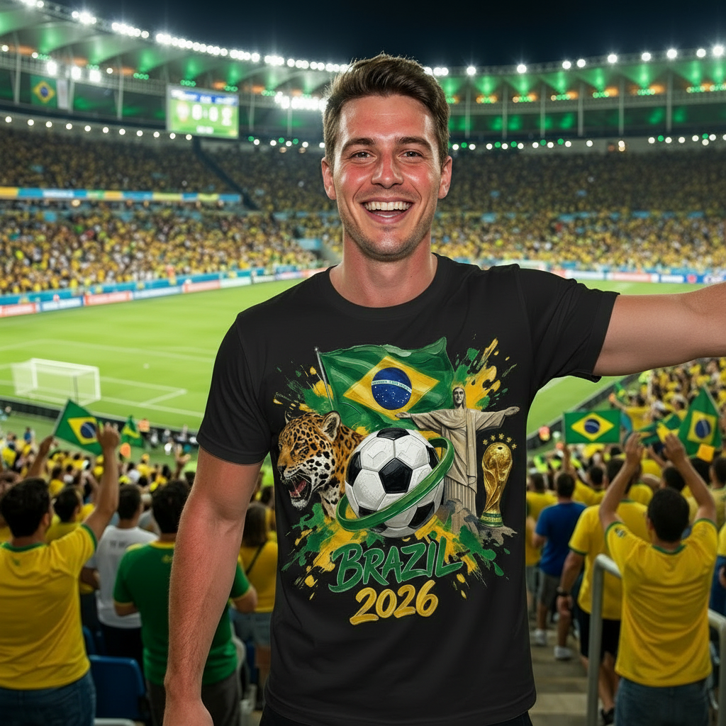 🏆 Brazil Super Fan Edition : Premium Cotton Football Tee