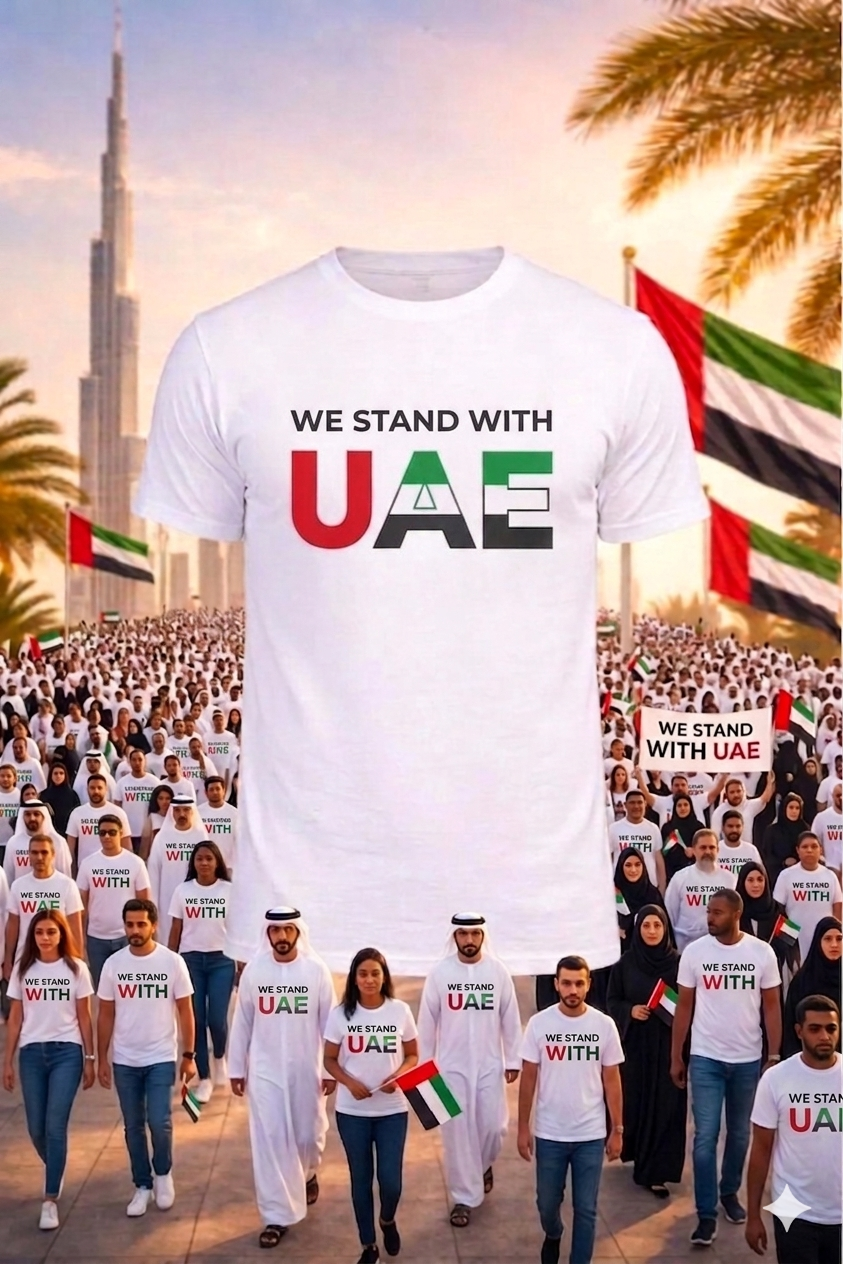 We Stand with UAE Men Cotton Half Sleeves T-Shirt TTF-UAE - The Trendy Fashions