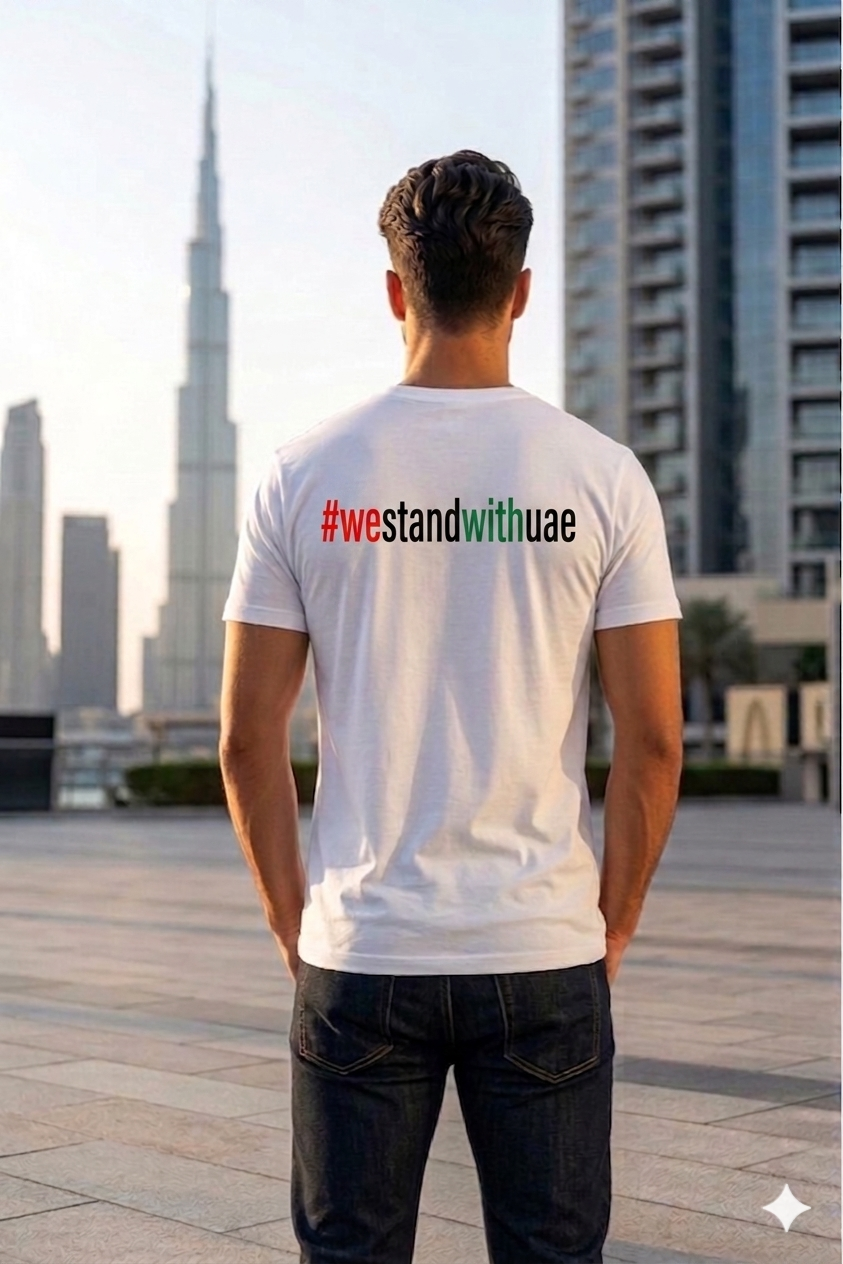 We Stand with UAE Men Cotton Half Sleeves T-Shirt TTF-UAE - The Trendy Fashions