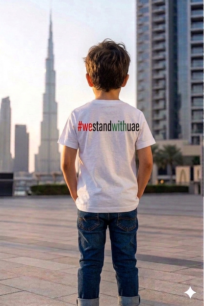 We Stand with UAE Kids Cotton Half Sleeves T-Shirt TTF-UAE - The Trendy Fashions