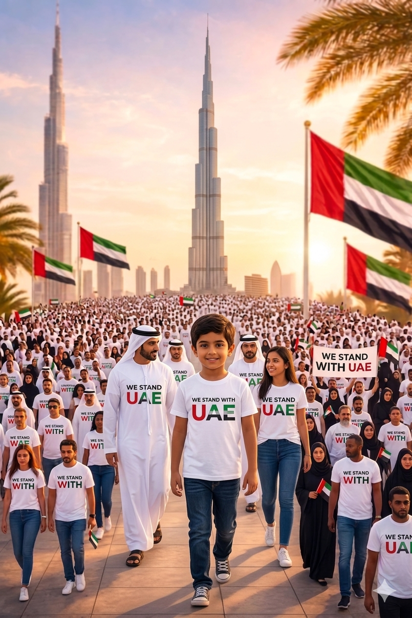 We Stand with UAE Kids Cotton Half Sleeves T-Shirt TTF-UAE - The Trendy Fashions