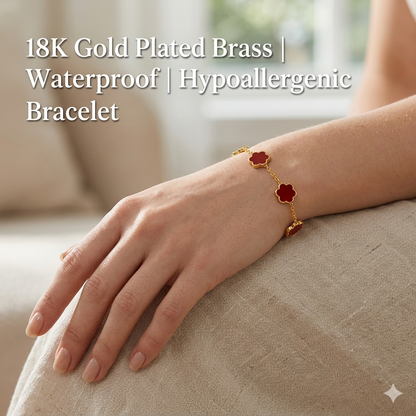 18K Gold Plated Red Flower Meadow Bracelet | Waterproof Hypoallergenic Elegant Jewelry – UAE