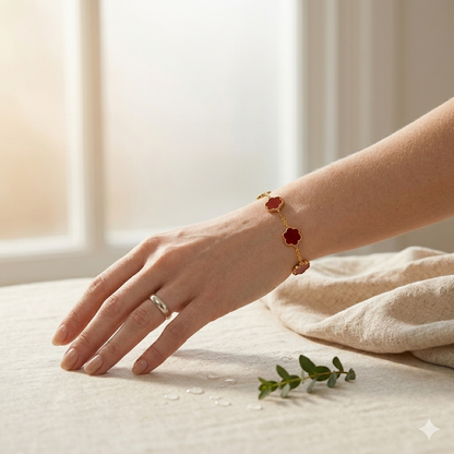 18K Gold Plated Red Flower Meadow Bracelet | Waterproof Hypoallergenic Elegant Jewelry – UAE