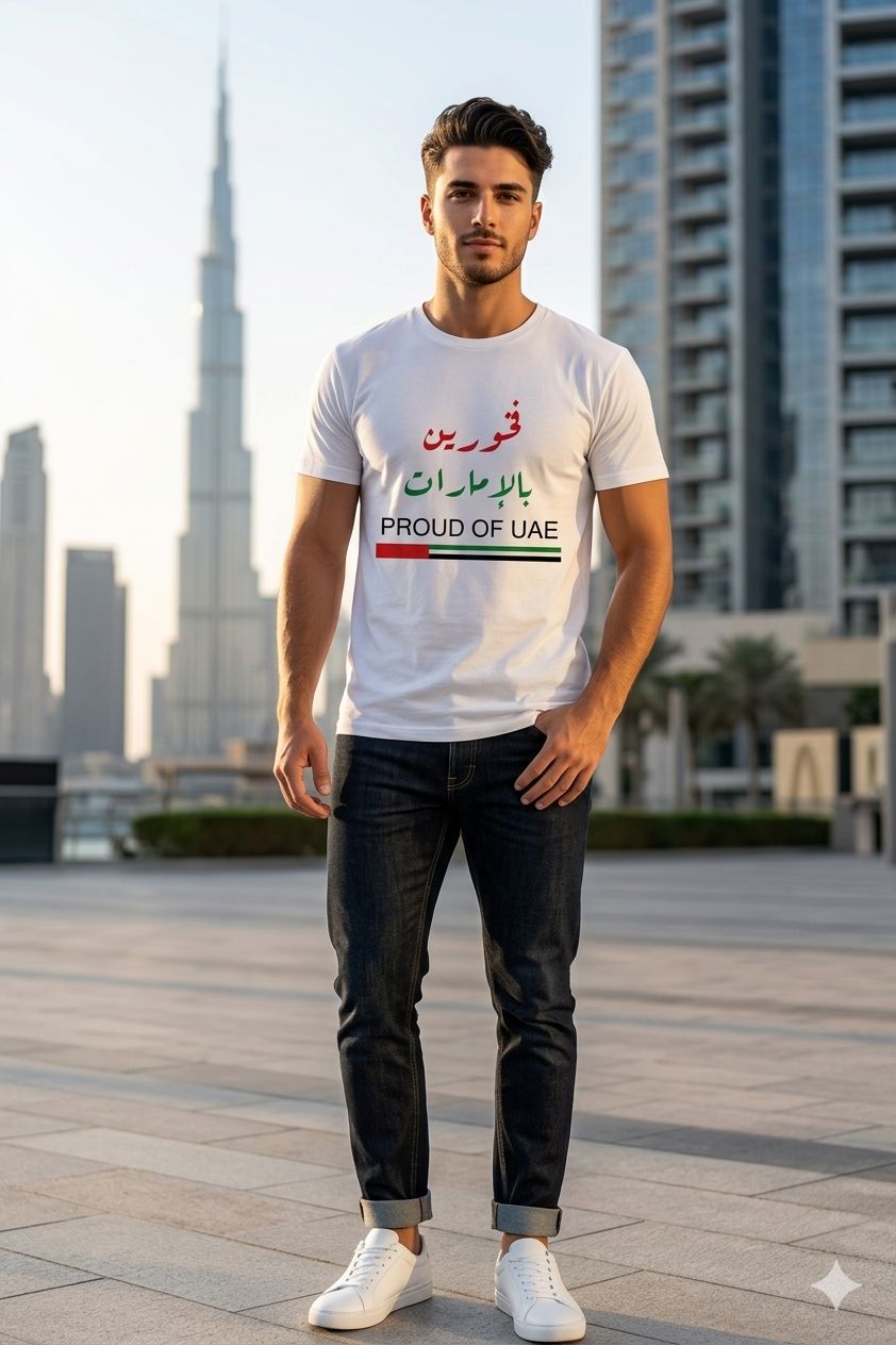 Proud Of UAE Men Cotton Half Sleeves T-Shirt TTF-UAE - The Trendy Fashions
