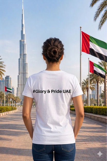 Glory & Pride UAE Map Female Cotton Half Sleeves T-Shirt TTF-UAE - The Trendy Fashions