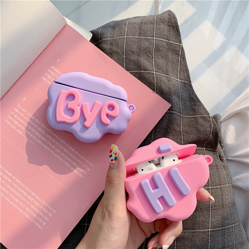 AirPod 2 Case 3D HI BYE Cloud Letter Cartoon Soft Silicone Wireless Earphone Cases For Apple Airpods Case Cute Cover