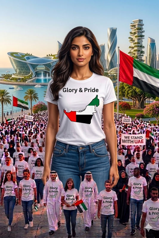 Glory & Pride UAE Map Female Cotton Half Sleeves T-Shirt TTF-UAE