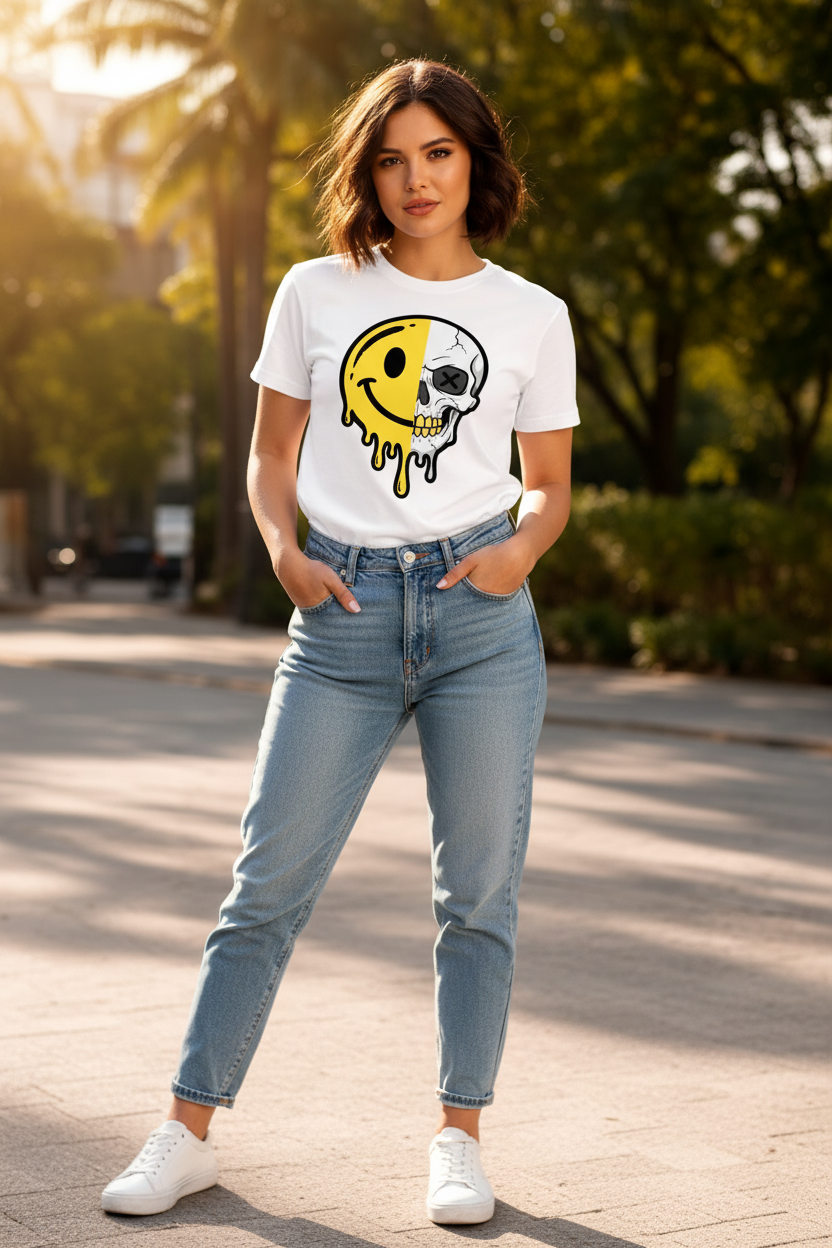 Skull Smile Female premium Cotton T-Shirt Half Sleeves TTF-601