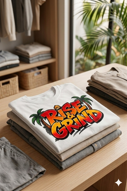 Rise & Grind Men Cotton T-Shirt Half Sleeves TTF-525 - The Trendy Fashions