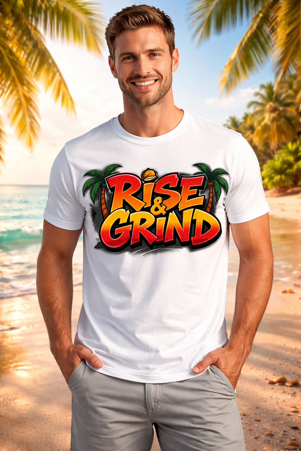 Rise & Grind Men Cotton T-Shirt Half Sleeves TTF-525 - The Trendy Fashions